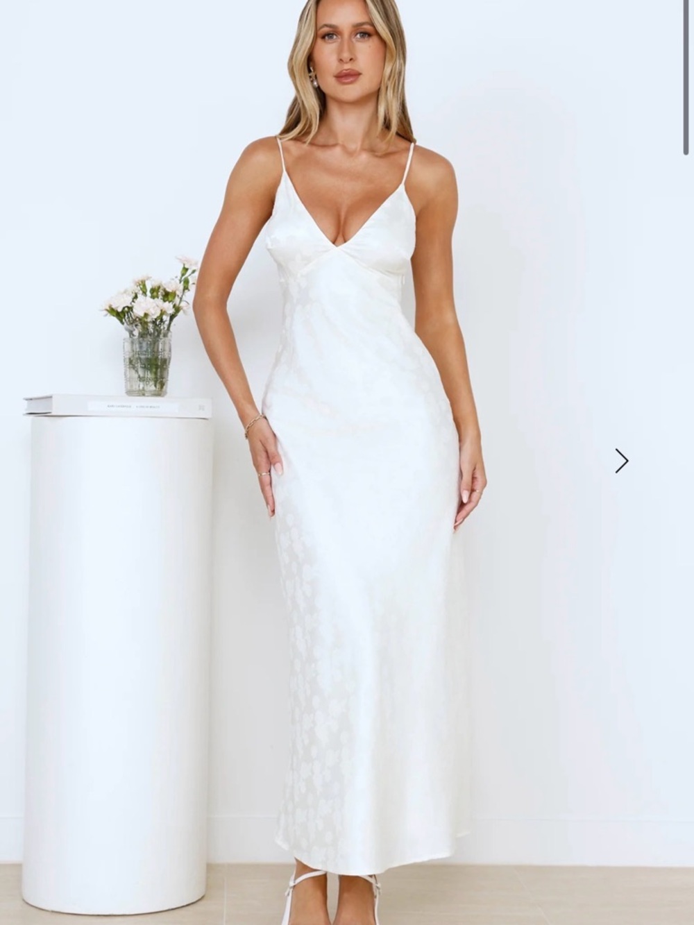 Hello Molly Ivory Satin Slip Maxi Dress